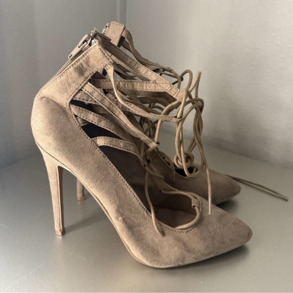 Stella & Dot Tan Lace-Up Heels - Picture 3 of 4